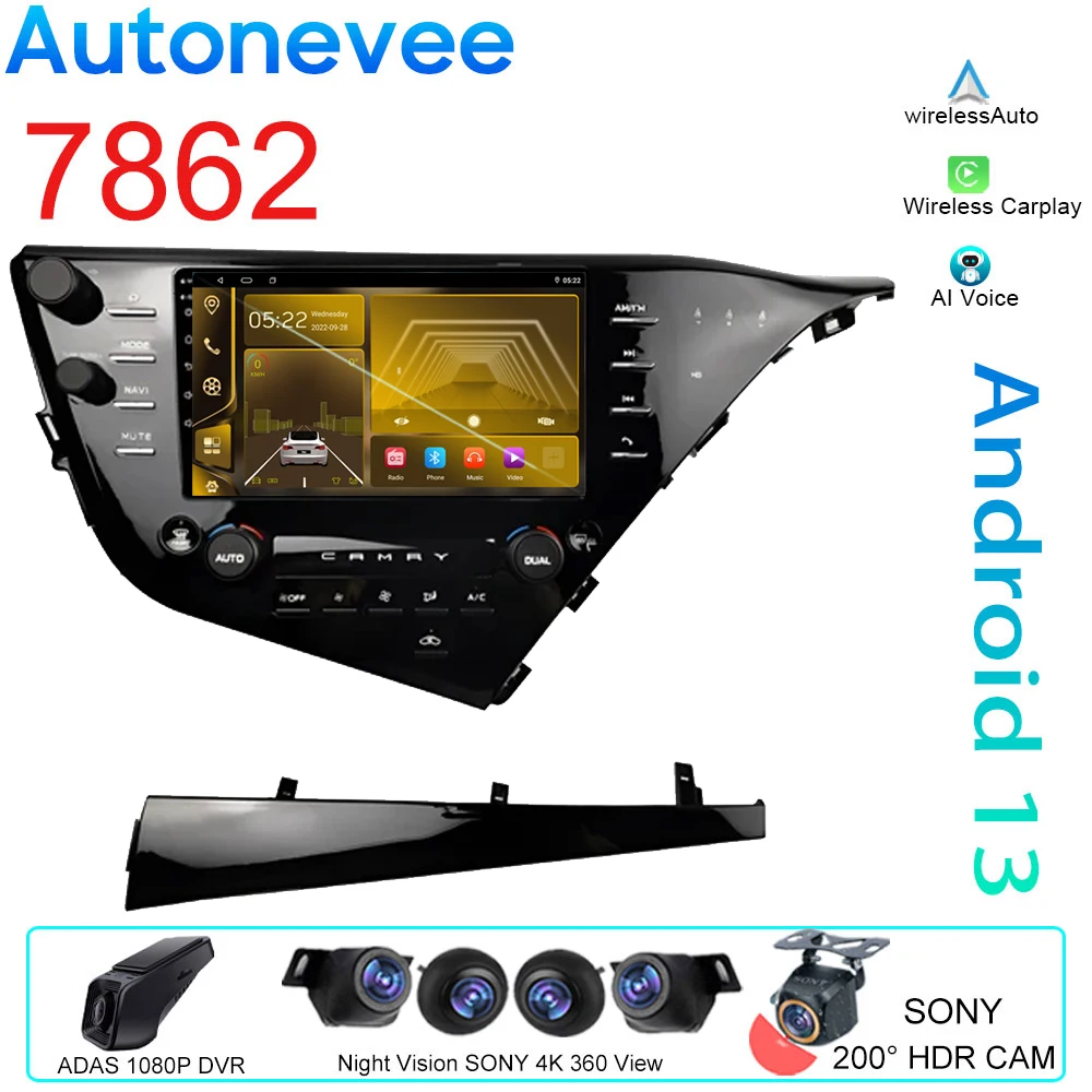 7862 Android For Toyota Camry 8 XV 70 2017-2021 Stereo Car Radio Player Monitor Multimedia Video Navigation GPS WIFI No 2din DVD