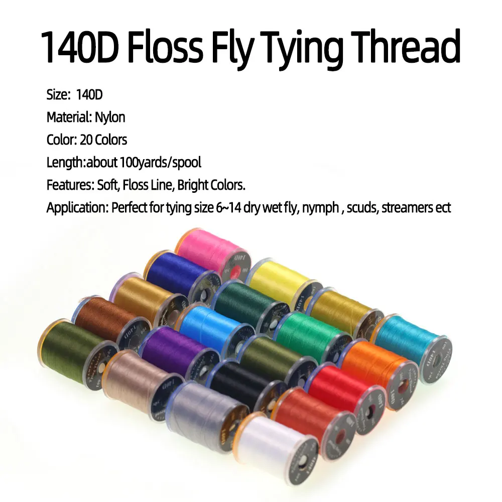 Assorted Thread/Tool Kit 140D Floss Fly Tying Thread for #6~#14 Dry Wet Nymphs Streamers Bobbin Holder Fly Tying Tool