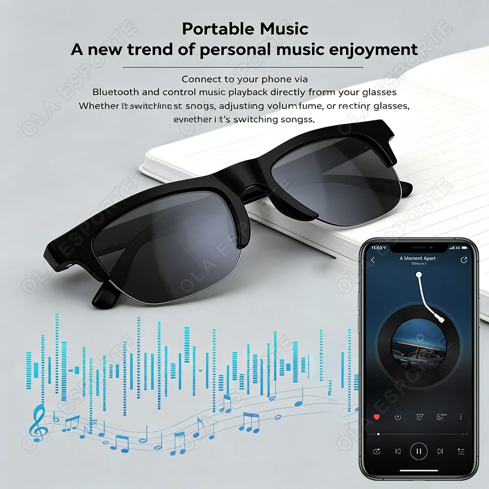 Touch Control Smart Glasses BT5.3 UV Sunglasses Hands-Free Call Music Play Voice Assistant Sport Travel Glasses For Android iOS