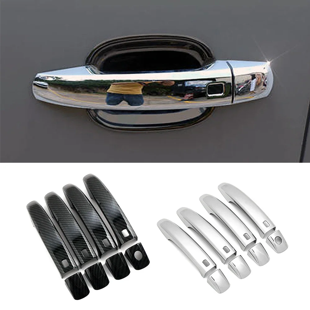 For Audi Q3 Q5 A4 B8 2009 2015 Accessories Car Exterior Chrome Refit Carbon Door Handle Cover Trim Garnish Sticker Anti Scratch