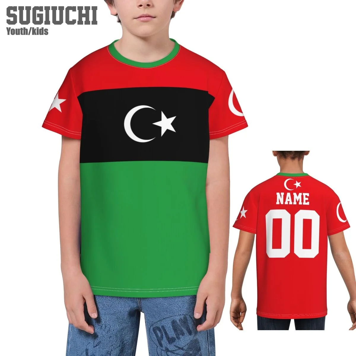 Custom Name Number Libya Flag Emblem 3D T-shirts For Kids Youth Boy/Girl Tees jersey Soccer Football Fans Gift T shirt