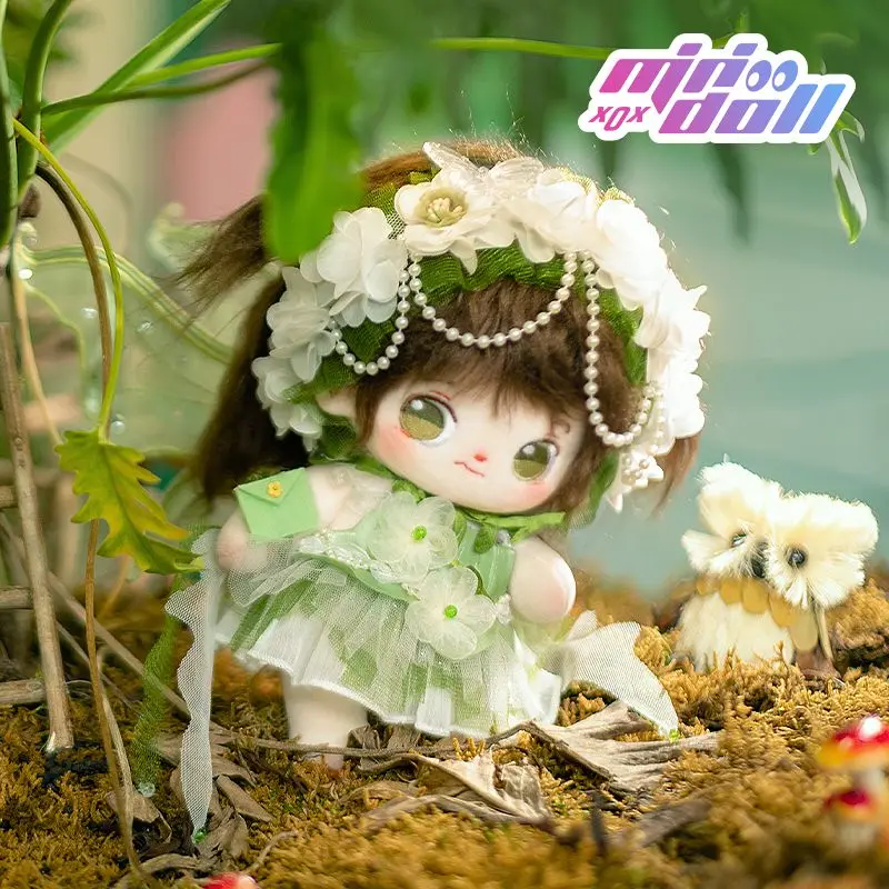 Limited Handmade Fairy Clothing 20cm Forest Messenger Green Skirt Chinese Style Cute Doll Clothes Set Hair Wings