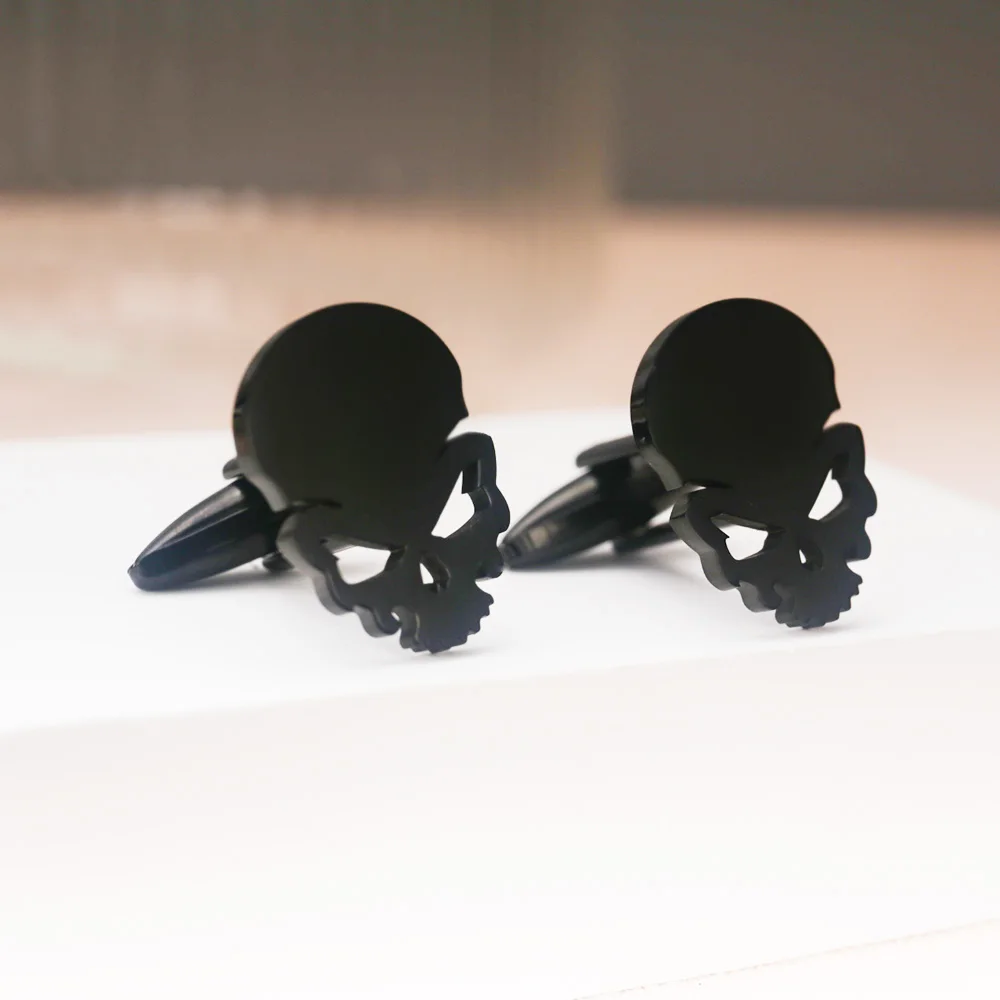 Tangula Punk Skull Head Cufflinks Stainless Steel Mens Shirt Buttons Fashion Party Wedding Accessories Gothic Halloween Gifts