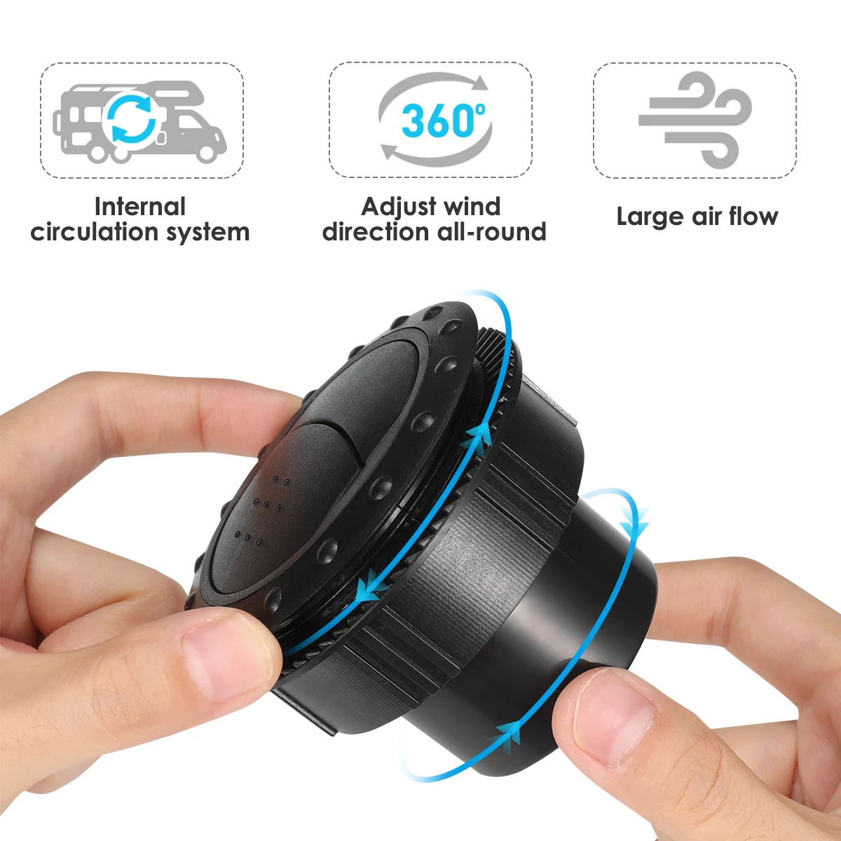 

RV Car Air Conditioning Outlet Circular Vents Grille Dashboard Deflector Universal Black Warm Adjustable Ventilation Exhaust Car