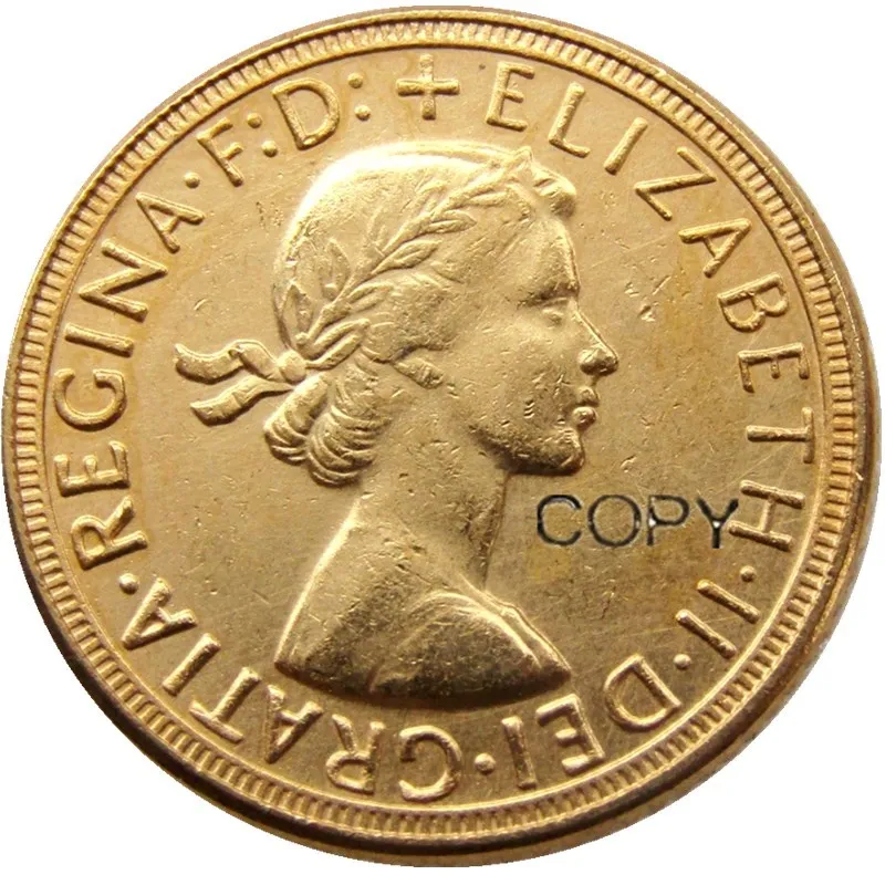 1966 REGINA FD ELIZABETH II DEI GRATIA GOLD PLATED 1 SOVEREIGN COPY COINS