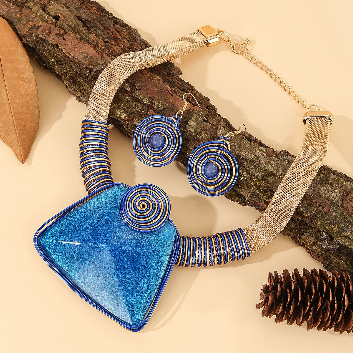 Women's Trendy Geometric Square Resin Gems Jewelry Set