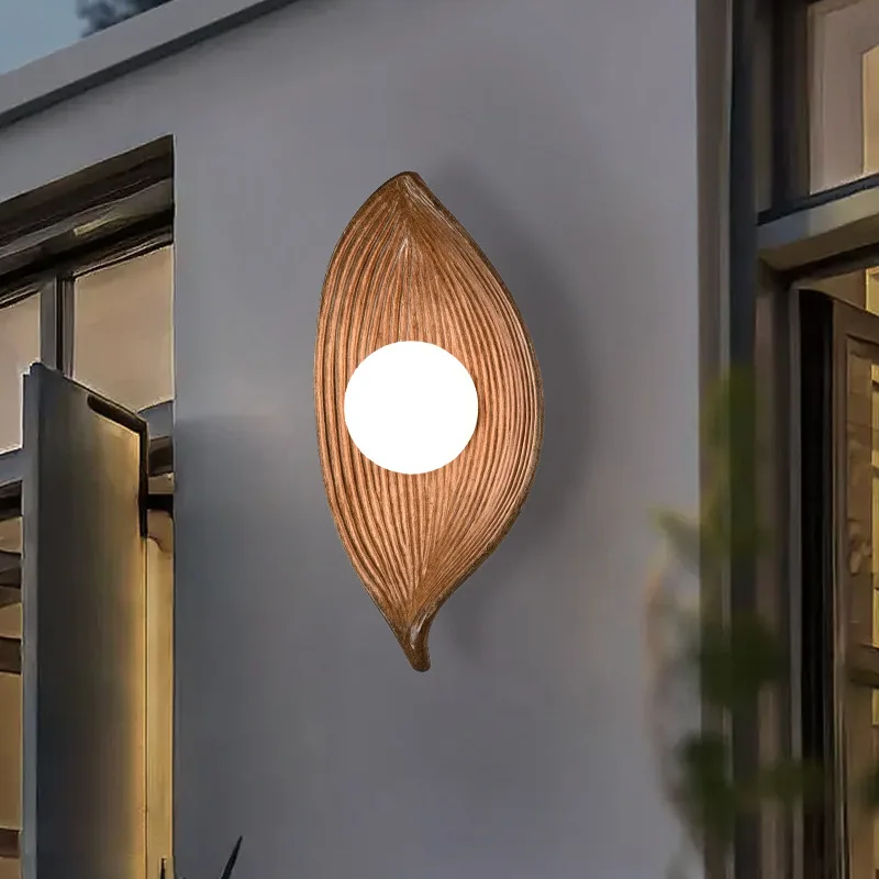 Vintage Leaf Resin LED Wall Lamps For Bedroom Living Room Corridor Porch Background Lamps Wall Sconces Indoor Lighting Luminaria