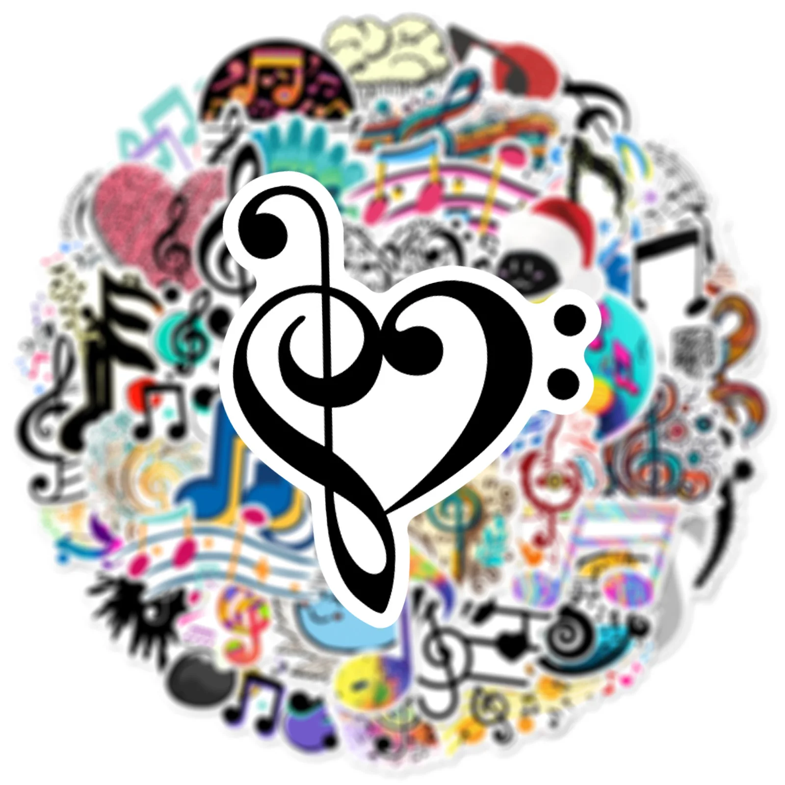 10/30/60pcs Musical Note Graffiti Stickers for DIY Scrapbooking Phone Laptop Guitar Suitcase Car Skateboard Motorcycle Helmet