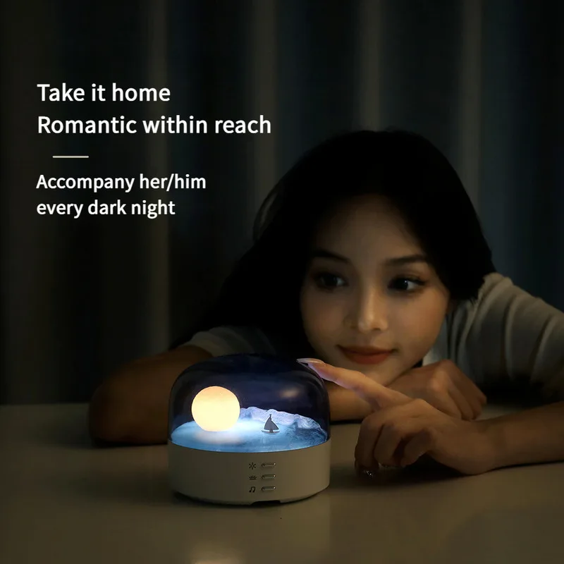 Creative Crescent Moon Atmosphere Lamp Home Desktop Decor Mood Night Light Bluetooth Speaker Night Light Perfect Birthday Gift