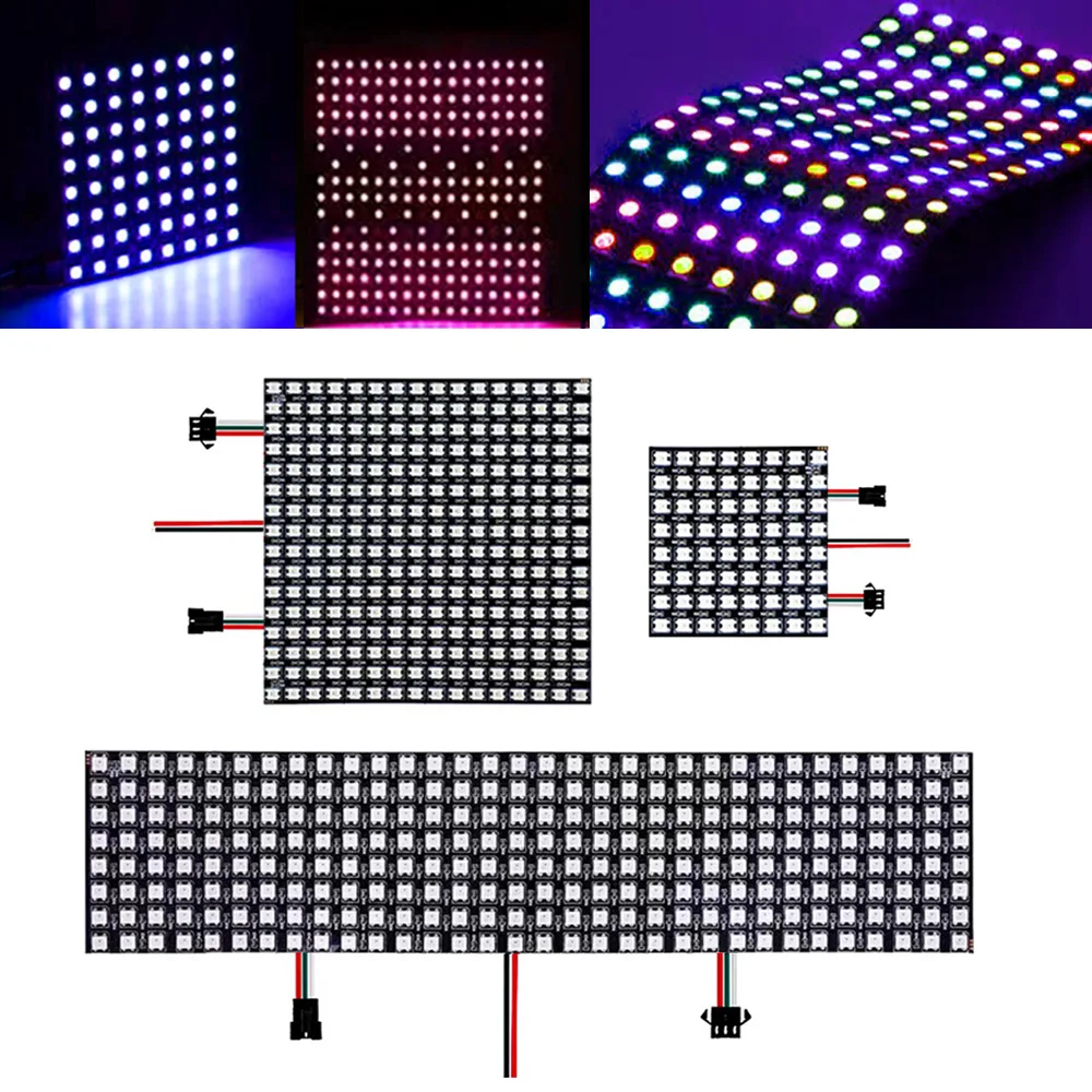 1/2/3/5PCS WS2812B 16x16 LED Pixel Matrix Screen WS2812 8x32 8x8 Flexible Digital Panel Individually Addressable RGB Module DC5V