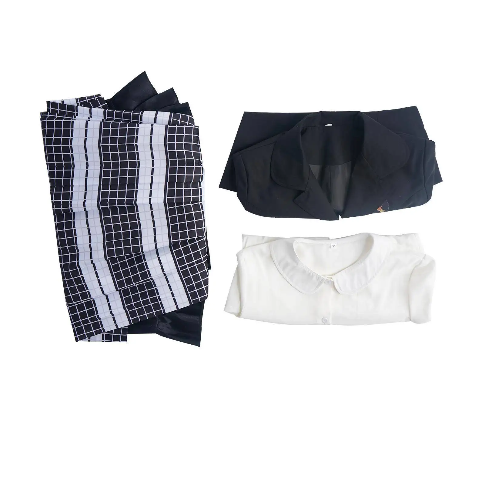 

Halloween Cosplay Checkered Plaid Skirt American Style Half Skirt White Shirt Set Retro Vintage Women's Ethnic Stage Costume
