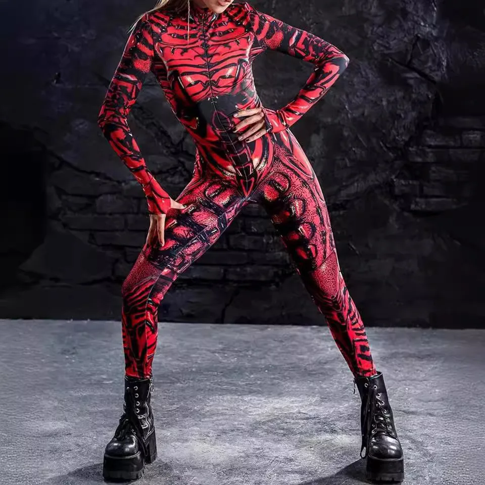 

Halloween Unisex Anime Horror Species Cosplay Bodysuit Terror Monster Skin Jumpsuit Carnival Party Show Zentai Suit Rave Outfit