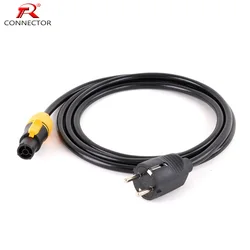 Input Powercon Cable 1.5m 3m 5m EU Style 16A 250V Assembly 2PIN Round Feet Free Welding Power Jack Socket with Ground Line