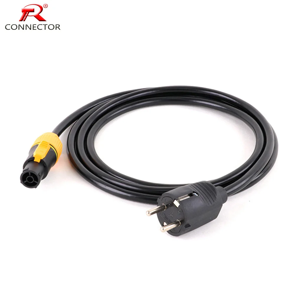 Input Powercon Cable 1.5m 3m 5m EU Style 16A 250V Assembly 2PIN Round Feet Free Welding Power Jack Socket with Ground Line