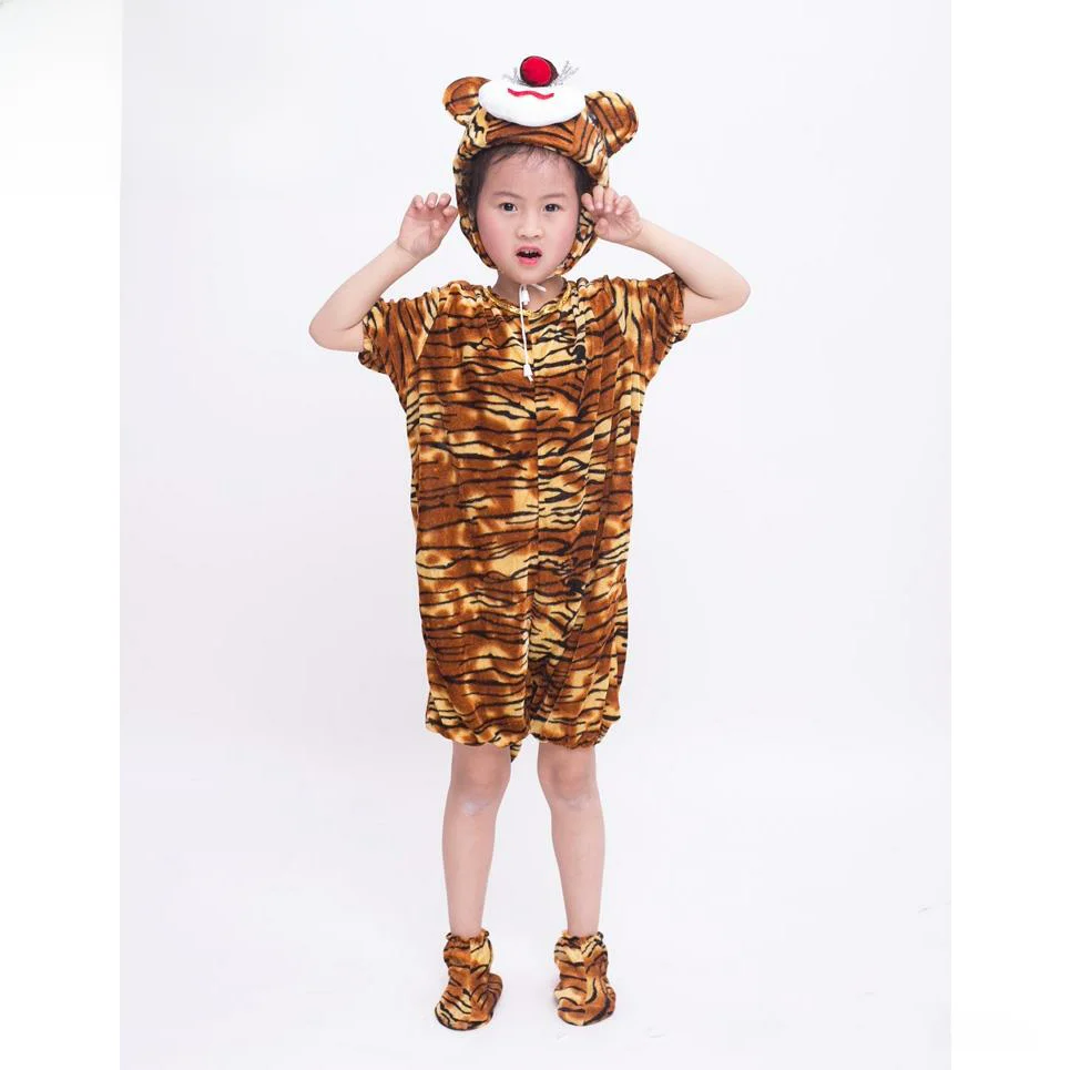 زي تنكري للهالوين للكبار والأطفال، زي حيوانات النمر والأسد والفيل، ملابس أداء مسرحي من ألياف الترياسيتات