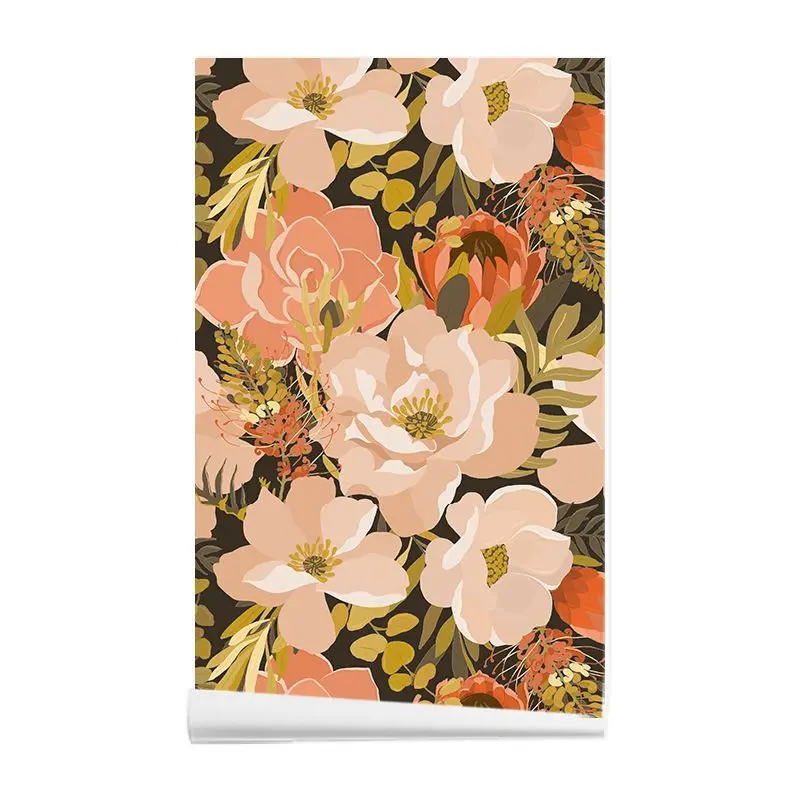 Boho Floral Peel and Stick Wallpaper Removable Self Adhesive Wall Mural Waterproof Contact Paper for Bedroom Home Cabinet Decor