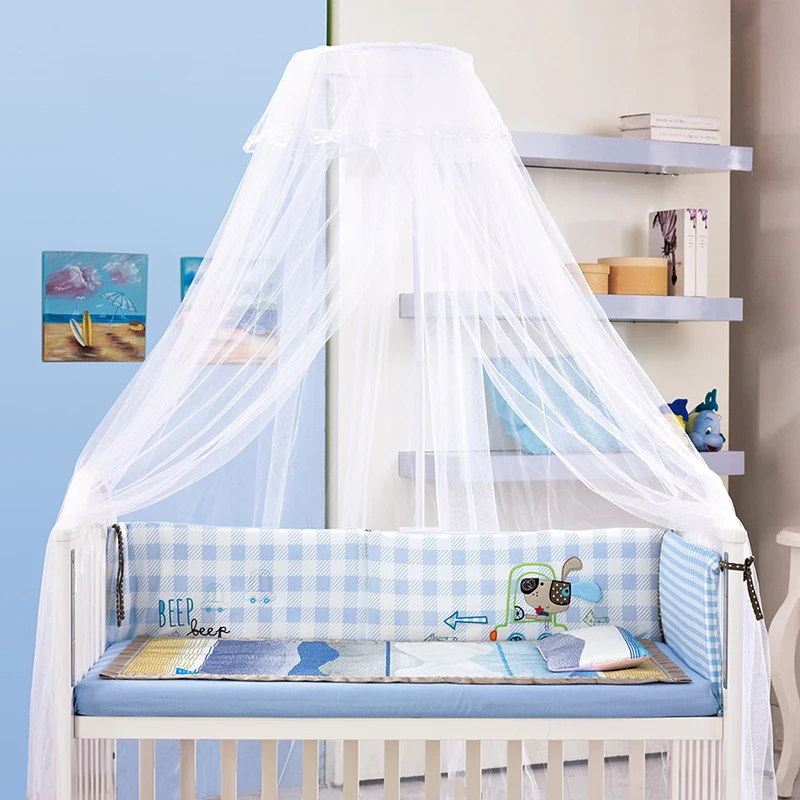 Summer Mosquito Net Baby Canopy Bed Net Stand Infant Cot Dome Mosquito Netting Hanging Bed Curtain Support Foldable Crib Tent