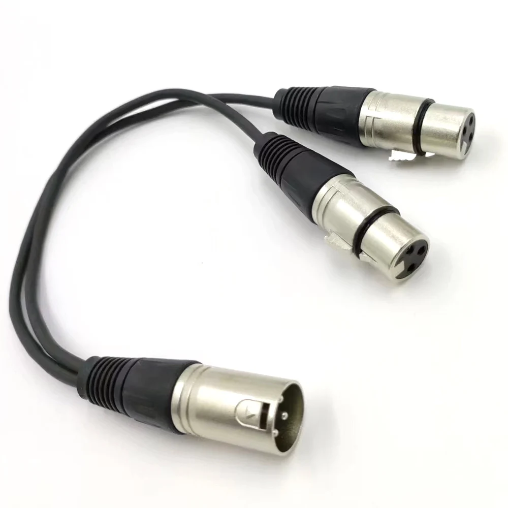 3 pole XLR Zinc alloy assembly XLR one male to two female 1 into 2 audio cable male head microphone plug 3 pole male cable