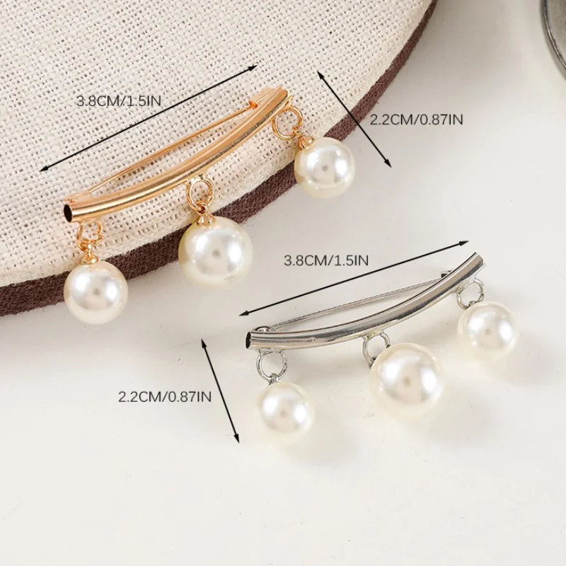 Elegant Faux Pearl Brooch Pin for Women - Secure Dress Clip, Adjustable Golden/Silvery Accessory for Blouse, Scarf, Suits image 6