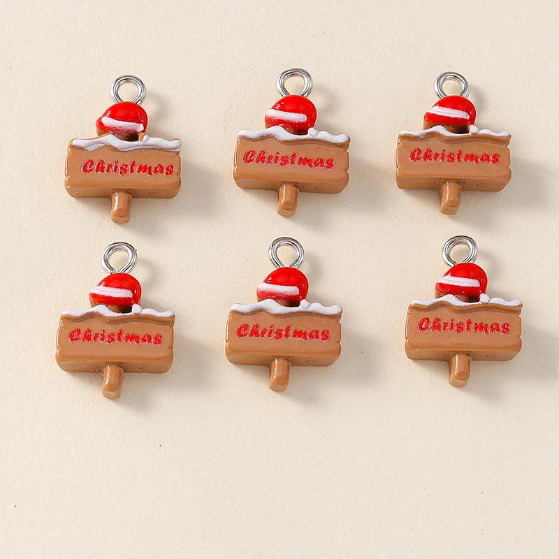 10 Stück niedliche Weihnachtsanhänger aus Kunstharz mit Weihnachtsmann, Rentier und Baum für die Herstellung von Halsketten, Ohrringen, DIY-Bastelarbeiten und Schmuckzubehör – Detail 16