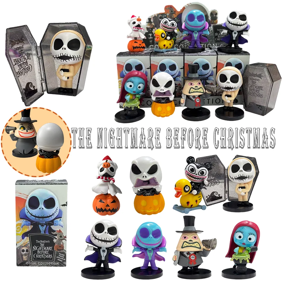 Hot Toys The Nightmare Before Christmas Blind Box Figures Jack Sally Cosbi Collection Series Figurine Doll Holiday Decor Gifts