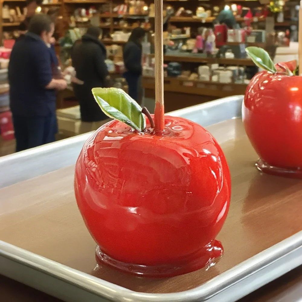Caramel Apple Candy Eat Sweet Crisp Sugar Delicious Love Apples Charming Fake Food Models Home Decoration Gift Display Red Coat