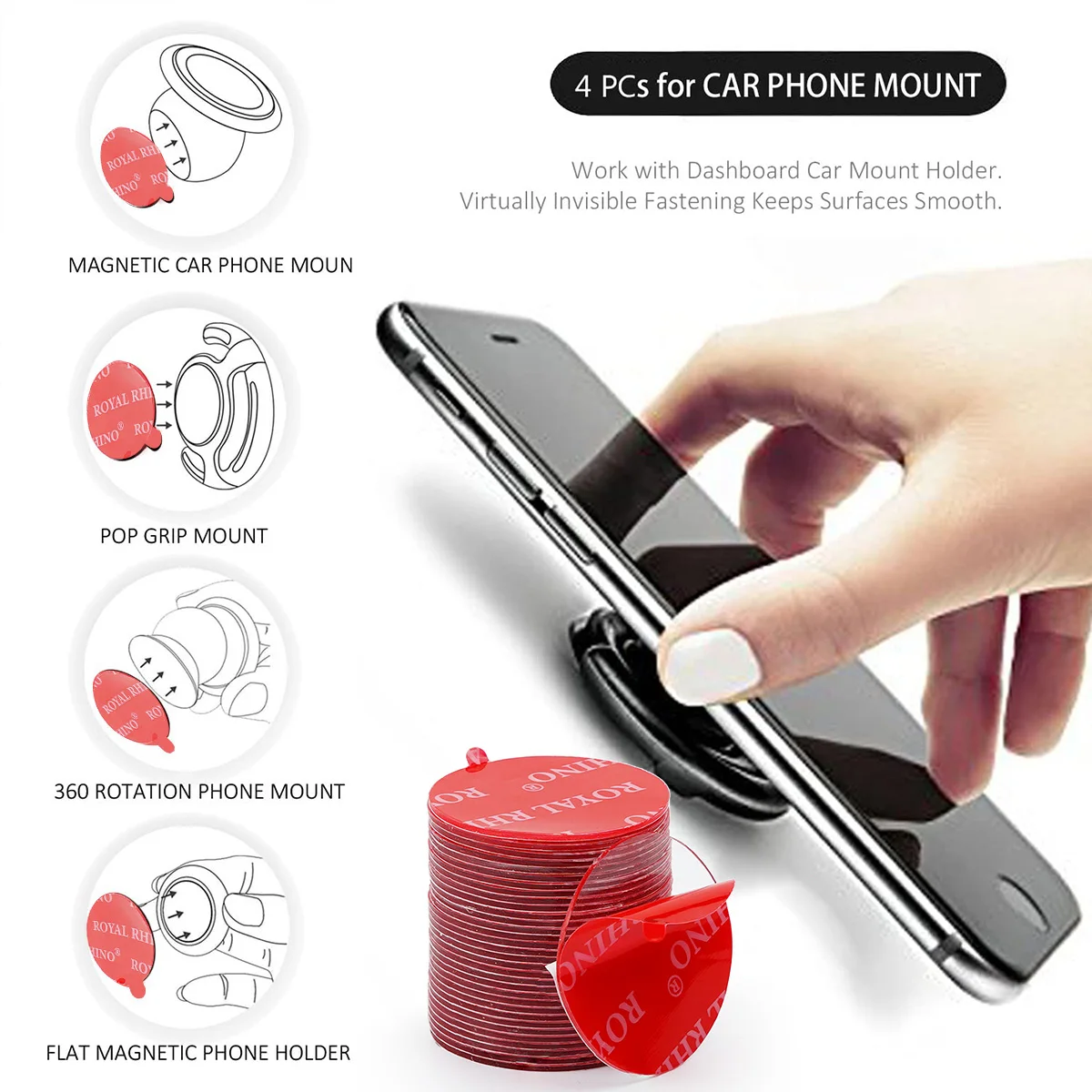 وسادات شريطية شفافة من الأكريليك على الوجهين - ملصقات ذاتية اللصق مقاومة للماء ولا تترك أثرًا وقوية للغاية للاستخدام المنزلي في السيارة