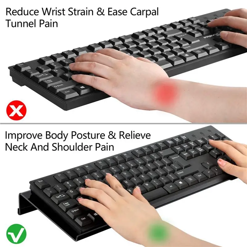 M51K-2X Acrylic Computer Keyboard Stand For Desk, Keyboard Riser Tilt Lift, Keyboard Holder For Desktop, Desk Keyboard Lifter