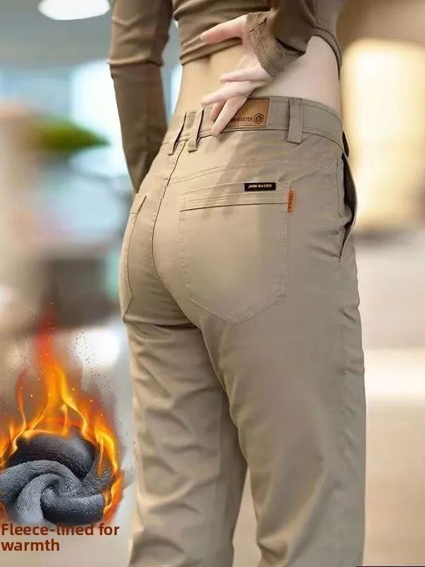 

High-End Men's Casual Pants Pure Cotton Busin West Pants Autumn New Sle Slim Fit Straight Leg Fce Lined Long Pants