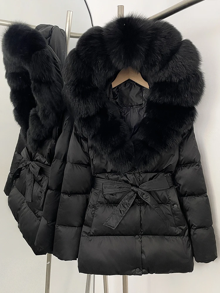 OFTBUY Winter 90% Duck Down Jacket Women Luxury Large Natural Silver Fox Fur Hooded Thick Warm Female Parkas Waterproof