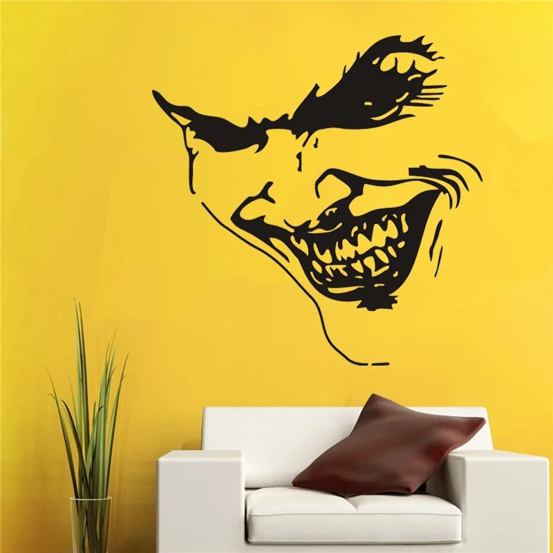 free shipping 89*89cm Wall Vinyl Sticker Decals Mural Room Design Card Game Play Joker Horror