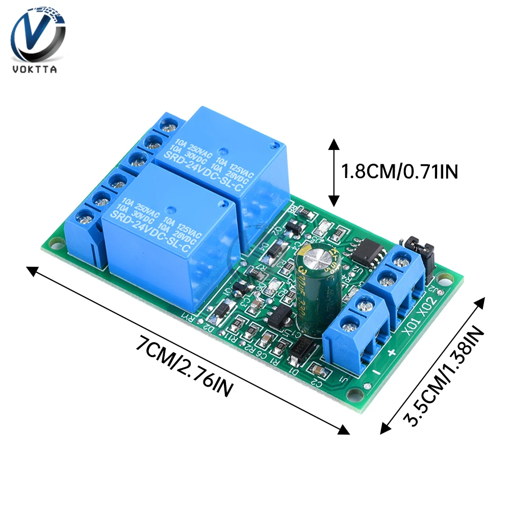 DC Relay Module Self-Locking Interlock Relay Module Switch Controller Protection Board High and Low Level Trigger 5V 12V 24V