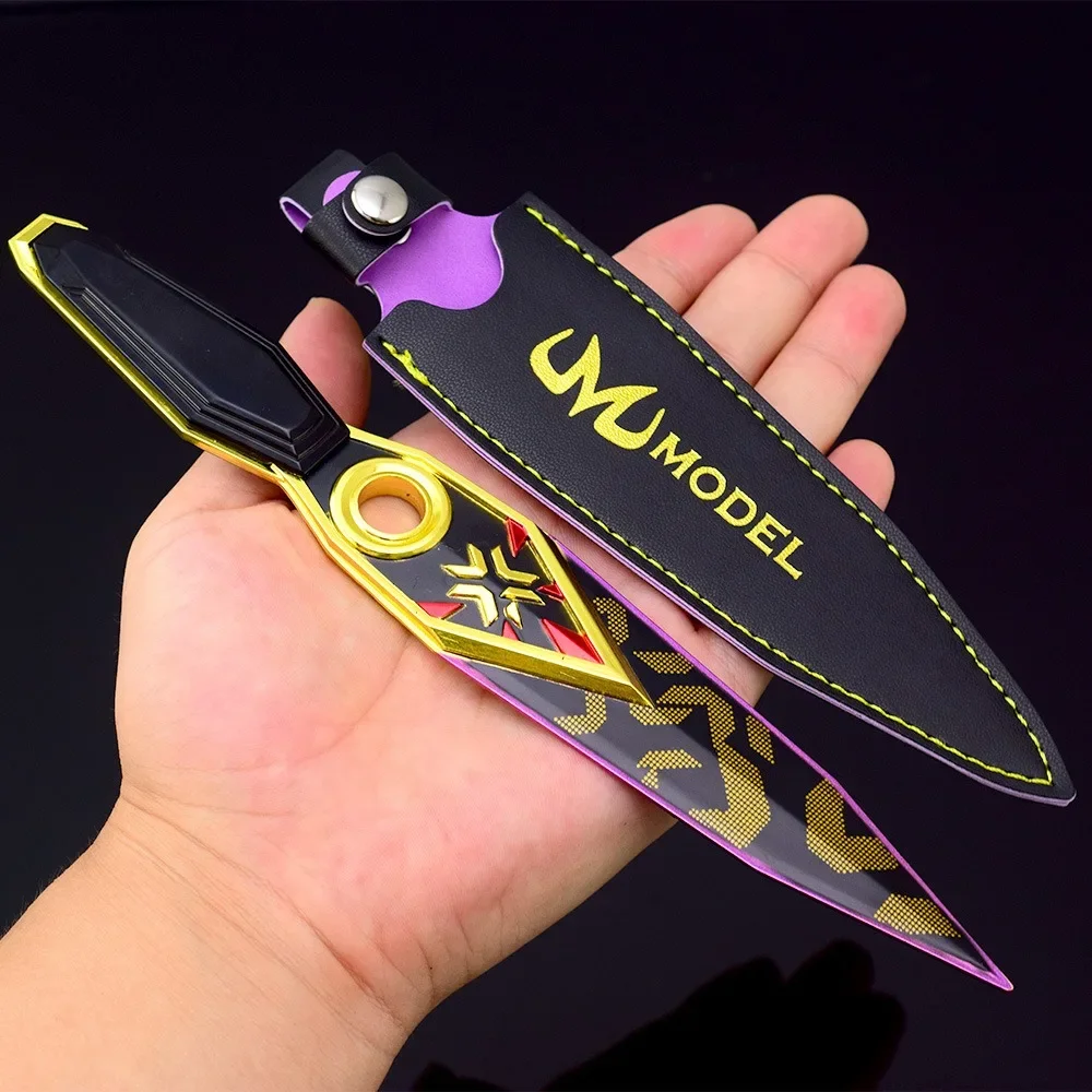 Valorant Weapon Champions 2023 Kunai Purple Edge, juego periférico de Metal, agentes Ninja, espada samurái, modelo de juguete para niños, 22cm