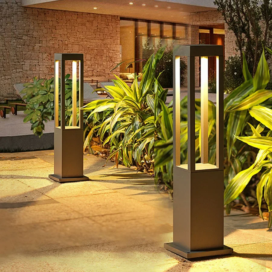 1PC Outdoor Led Post Light Modern Aluminum Bollard Lamp Landscape Pathway Light Waterproof Garden Patio Froot Door Lawn Lamp