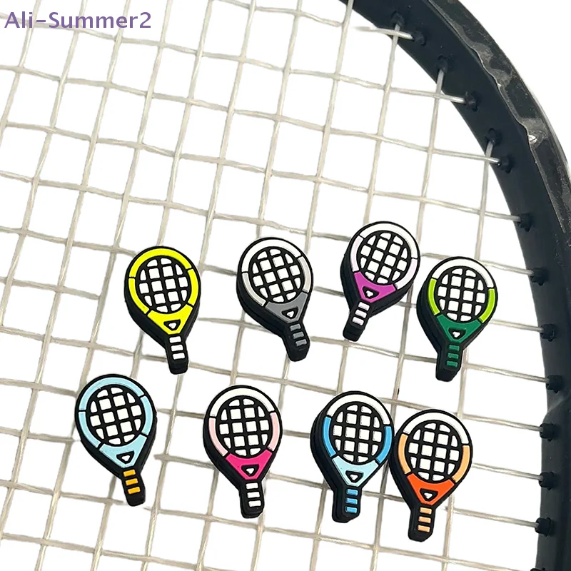 {Summer2} Tennis Racket Shape Multi-Color Shock Absorber Silicone Sports Durable Tennis Squash Badminton Staff Accessories