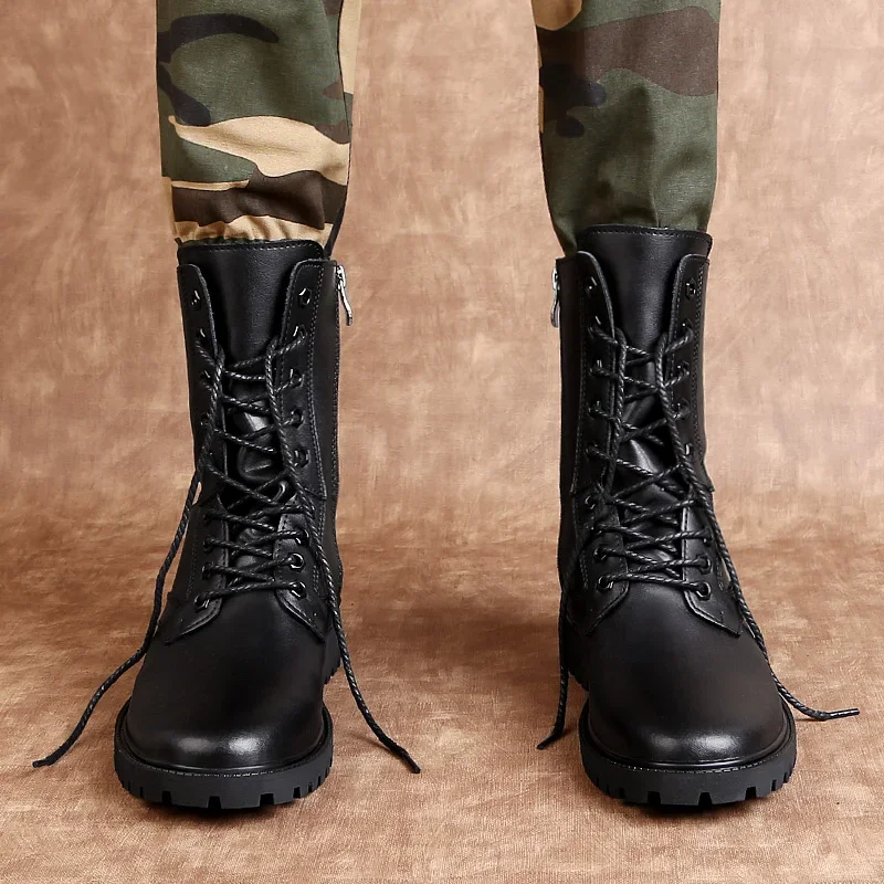 Long Boots Footwear Fashion Men's Trend Boots Luxury Motorcycle Boots Genuine Leather Men Shoes Warm Waterproof Leather Shoes