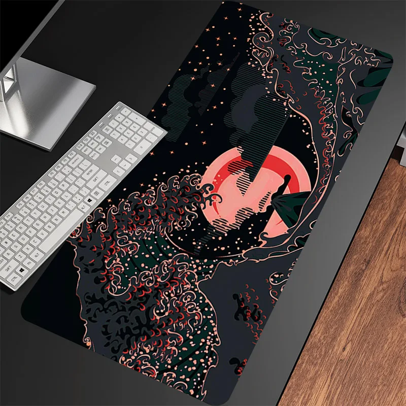 Japanese Style Wave Art Mouse Pad Gamer Laptop Accessories Desk Mat HD Printing Rubber Anti Slip Mouse Mat Office Large Mousepad