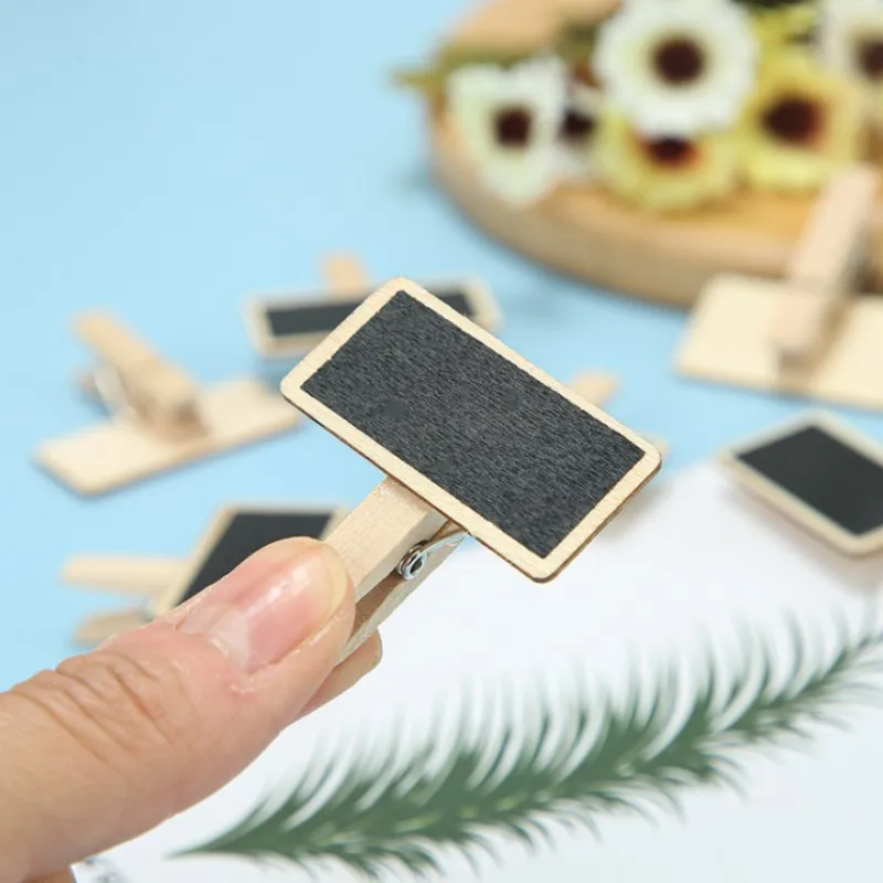10pcs Mini wooden small blackboard clip display price tag insert sign Sticky note clip mini photo clip small blackboard