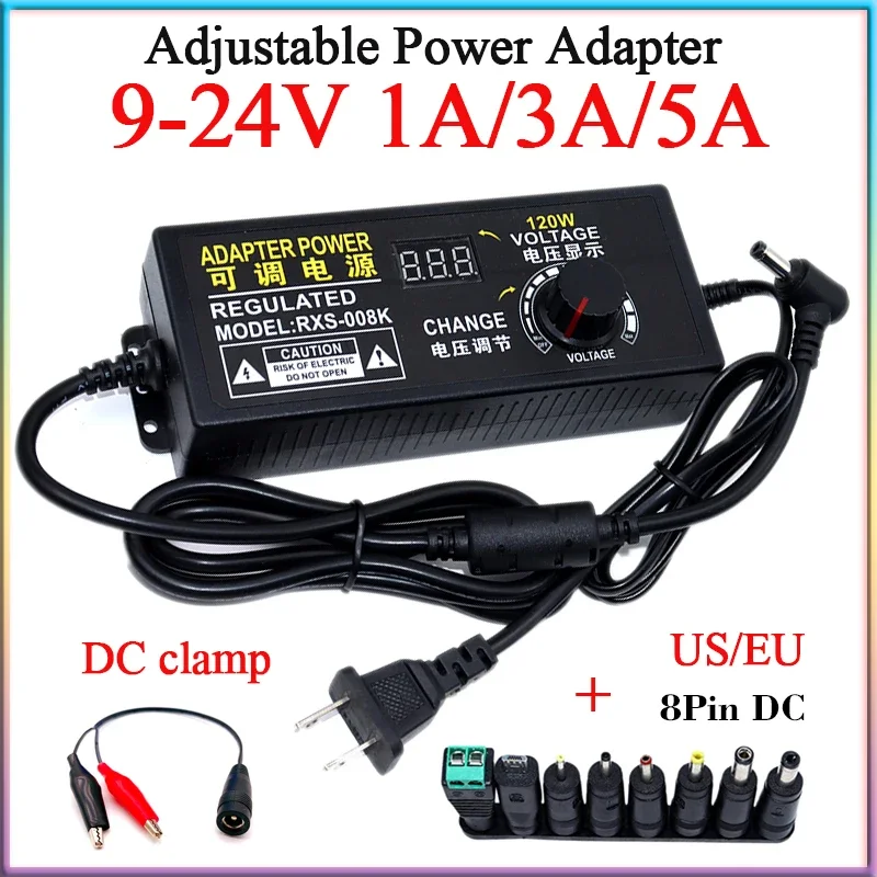 New 9V 12V 15V 18V 24V 1A/3A/5A Universal Adapter Adjustable Power Supply  For UPS CCTVV etc Device Voltage Balance EU/US Plug