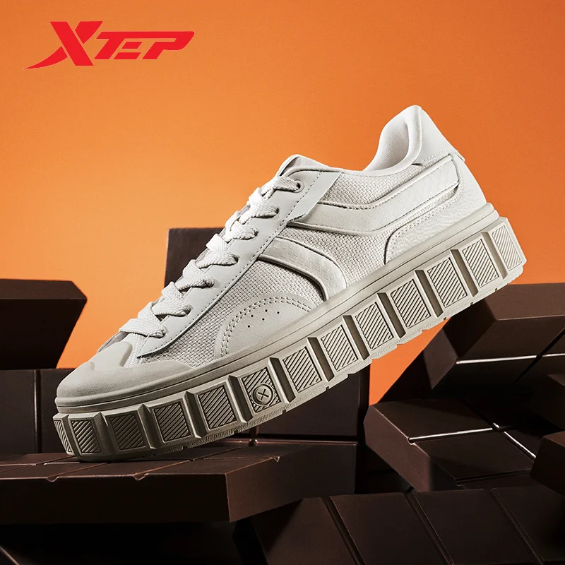 Xtep Chocolate π Skateboarding Shoes For Men 2024 Spring Casual Men\'s Sports Shoes Lace Up Low Top Outdoor Shoes 876119310011