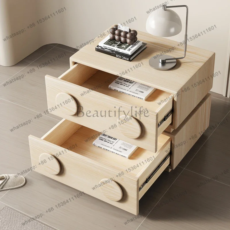 FGStorage Modern Nightstand Bedroom Mobile Coffee Cabinets Drawers Luxury Wood Bedside Table Organizer Muebles Trendy Furniture