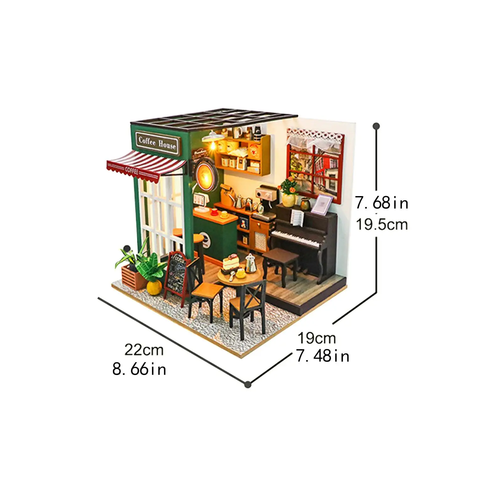 Dollhouse Miniature with Furniture Collection Coffee Shop DIY Wood House for Valentine's Day Teens Family Birthday Gift Festival images - 6