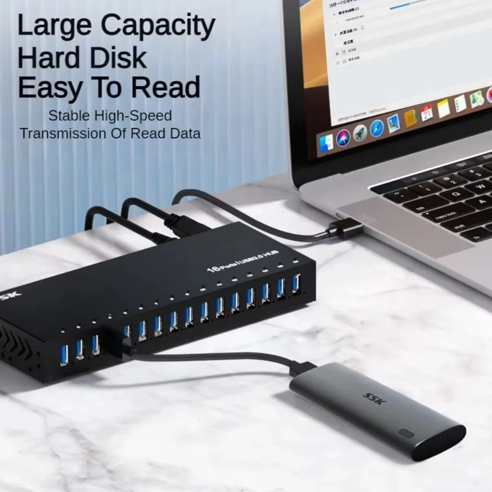 SSK Usb Hub 7/10/16 Port Usb Adapter Aluminium Usb Splitter Usb 3.0 Hub Support BC1.2 Charging for Macbook Pro PC Accessories