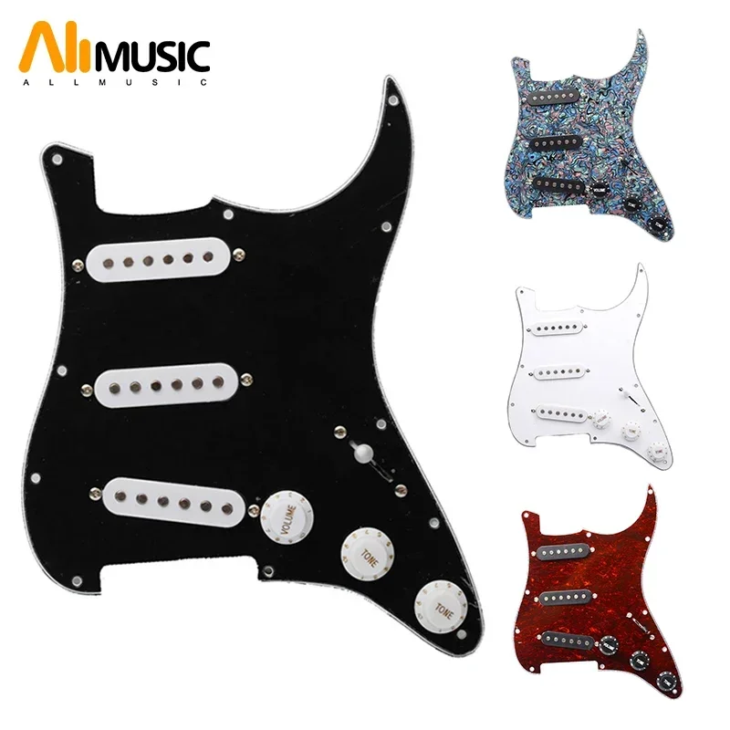 Alnico 3 Prewired ST Pickguard 3 Single Coil Pickups Loaded Electric Guitar Pickguard with Black White Pickup