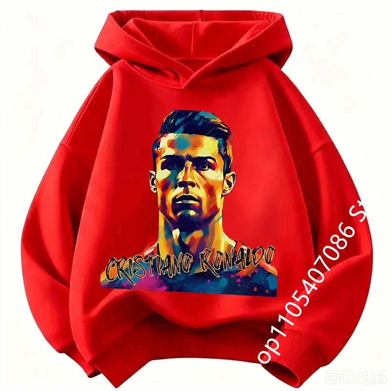 Cristiano Ronaldo CR7 Hooded Hoodie for Children Anime Cartoon Fashion Sweatshirt Boys Girls Autumn Hip Hop Hoodies Kids Clothes