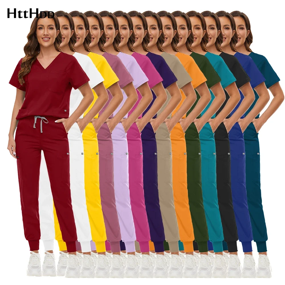 Wholesale Scrubs Suit Hospital Uniforms Medical Nurse Uniform Jogger Nurse Scrubs Uniforms Sets Unisex Multicolor Surgical Scrub