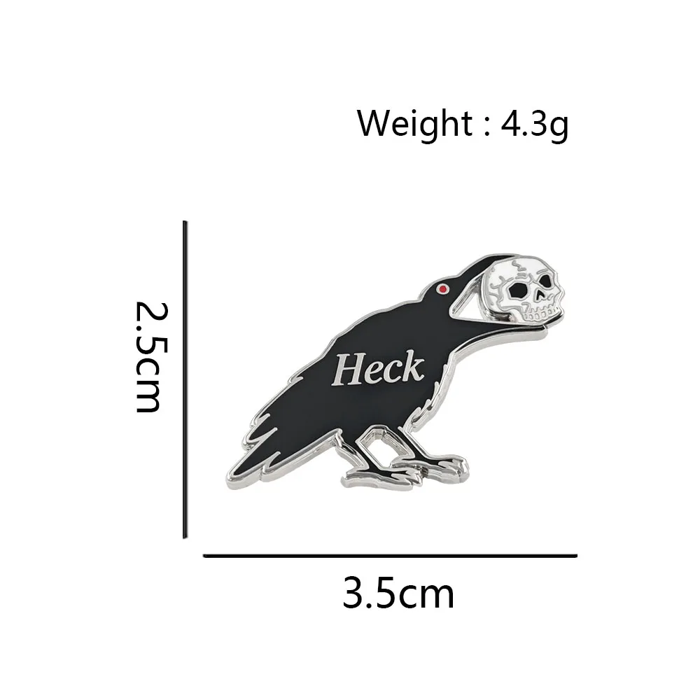 Lustige Goth-Hühner-Emaille-Pin, Höllischer Rabe mit Totenkopf, Gothic Schwarze Krähchen-Brosche, Anstecknadel für Rucksack, Dark-Humor-Schmuckgeschenk – Detail 2