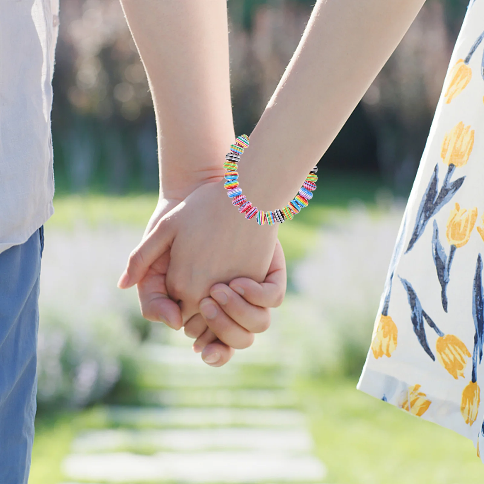 

50Pcs Large Hole Resin Alloy Beads Rainbow Stripe Pattern DIY Jewelry Making Kit Beads for Bracelets Necklaces Charms Art Crafts