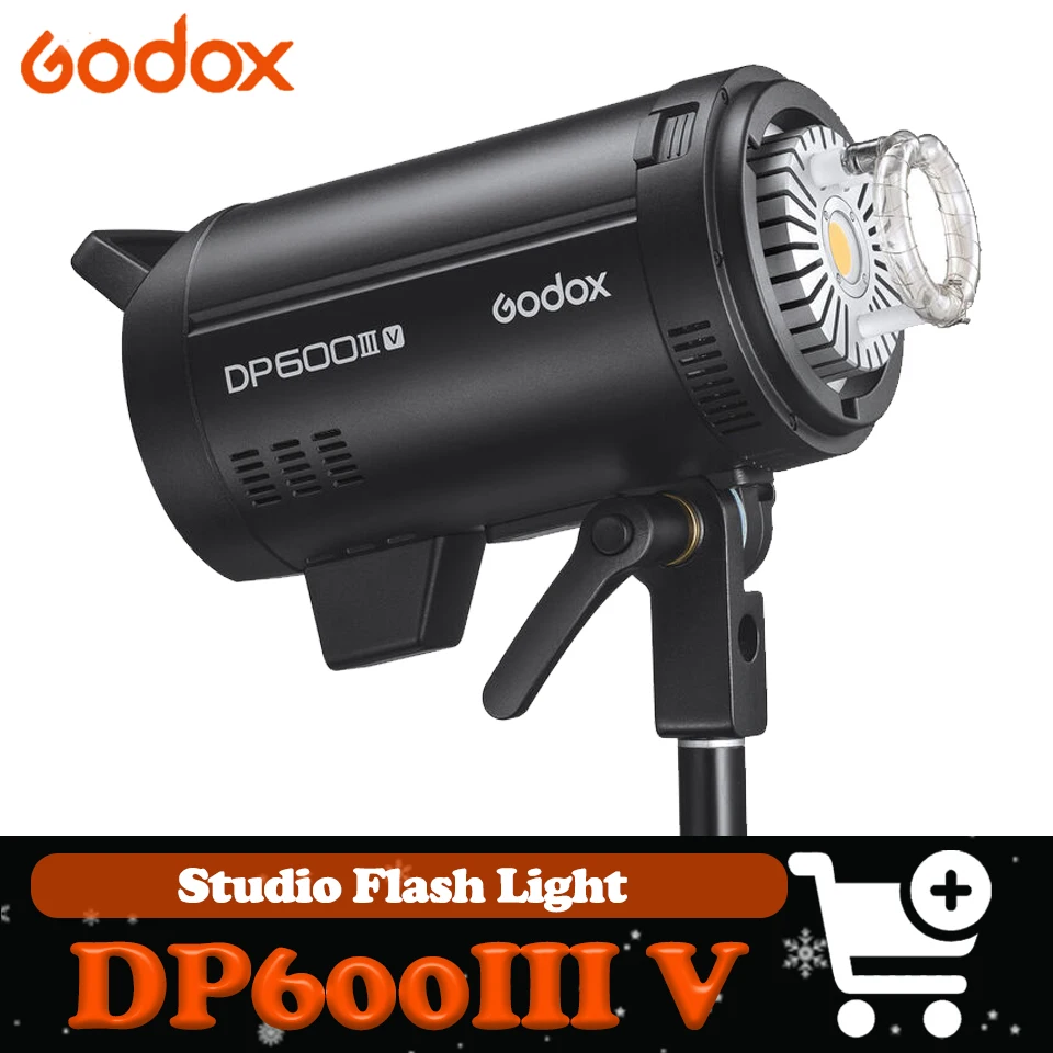 

Фотовспышка Godox DP600III-V для студийной и уличной съемки, время перезарядки 0.1-1.0 с, мощность 600 Вт