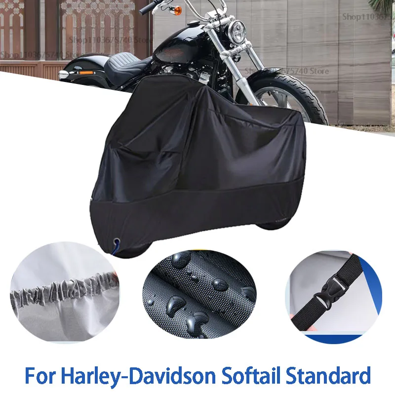 

Полный чехол для мотоцикла Harley-Davidson Softail, стандартный автомобильный чехол на открытом воздухе, защита от солнца, пыли, без ушей, утолщенный чехол-оксфорд
